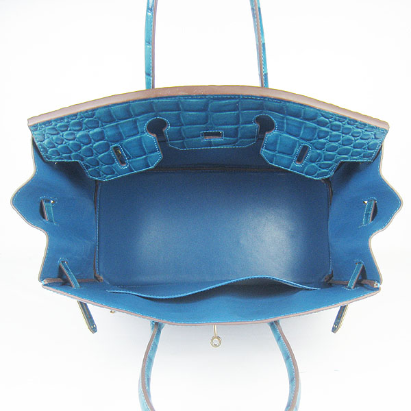 High Quality Fake Hermes Birkin 35CM Max Crocodile Veins Leather Bag Blue 6089 - Click Image to Close